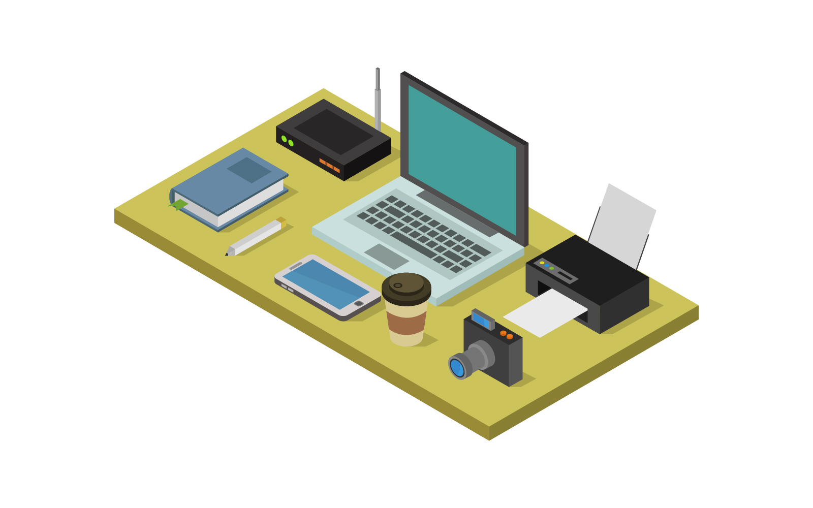 Isometric Desk - Vector Image