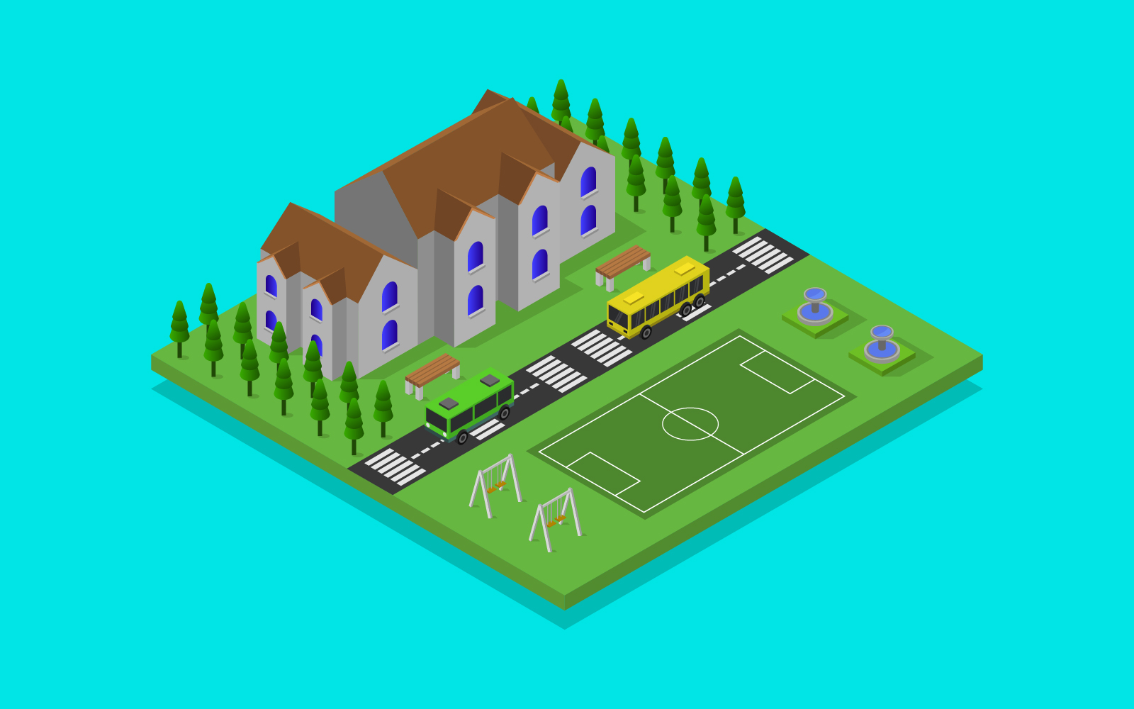 Isometric School - Vector Image