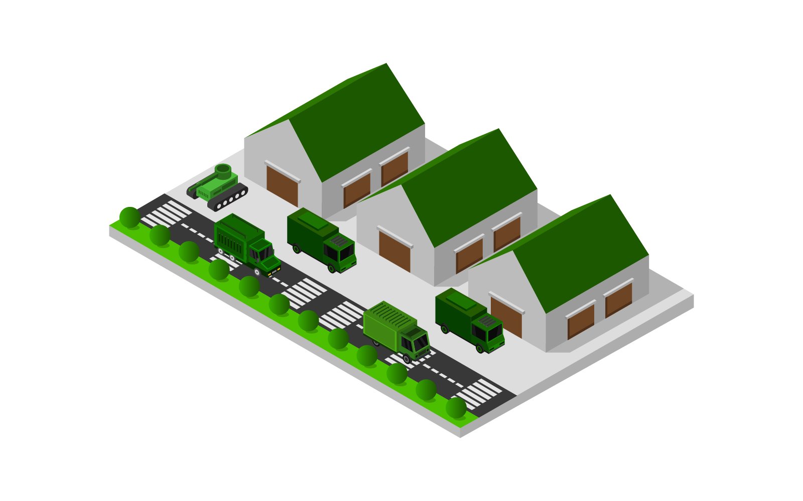 Military Isometric Barracks - Vector Image