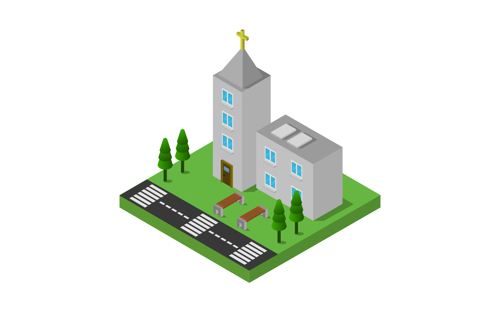 Isometric church - Vector Image