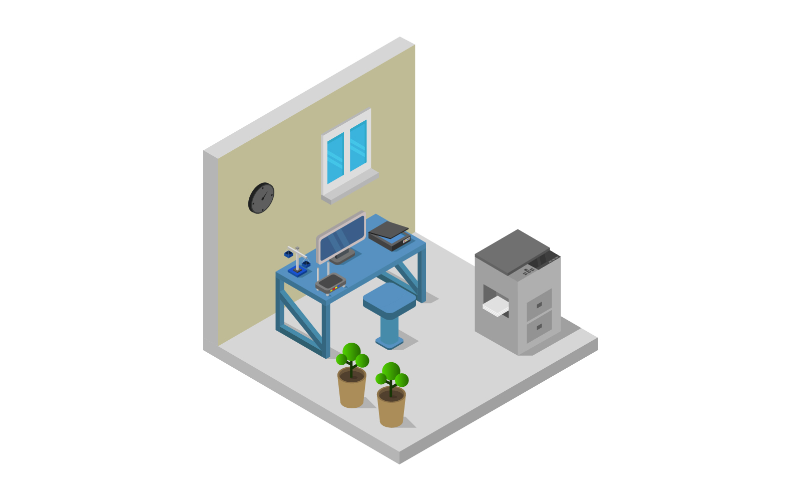 Isometric office room - Vector Image