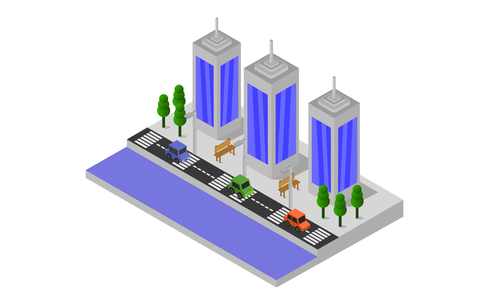 Colorful Isometric City - Vector Image