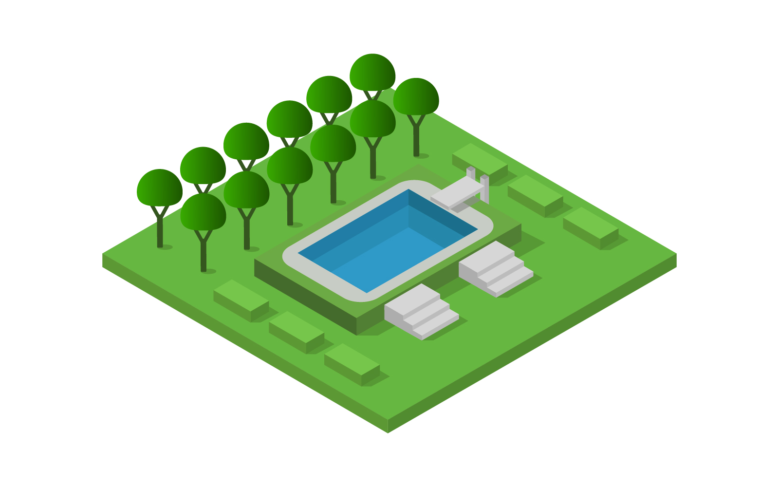 Isometric swimming pool - Vector Image