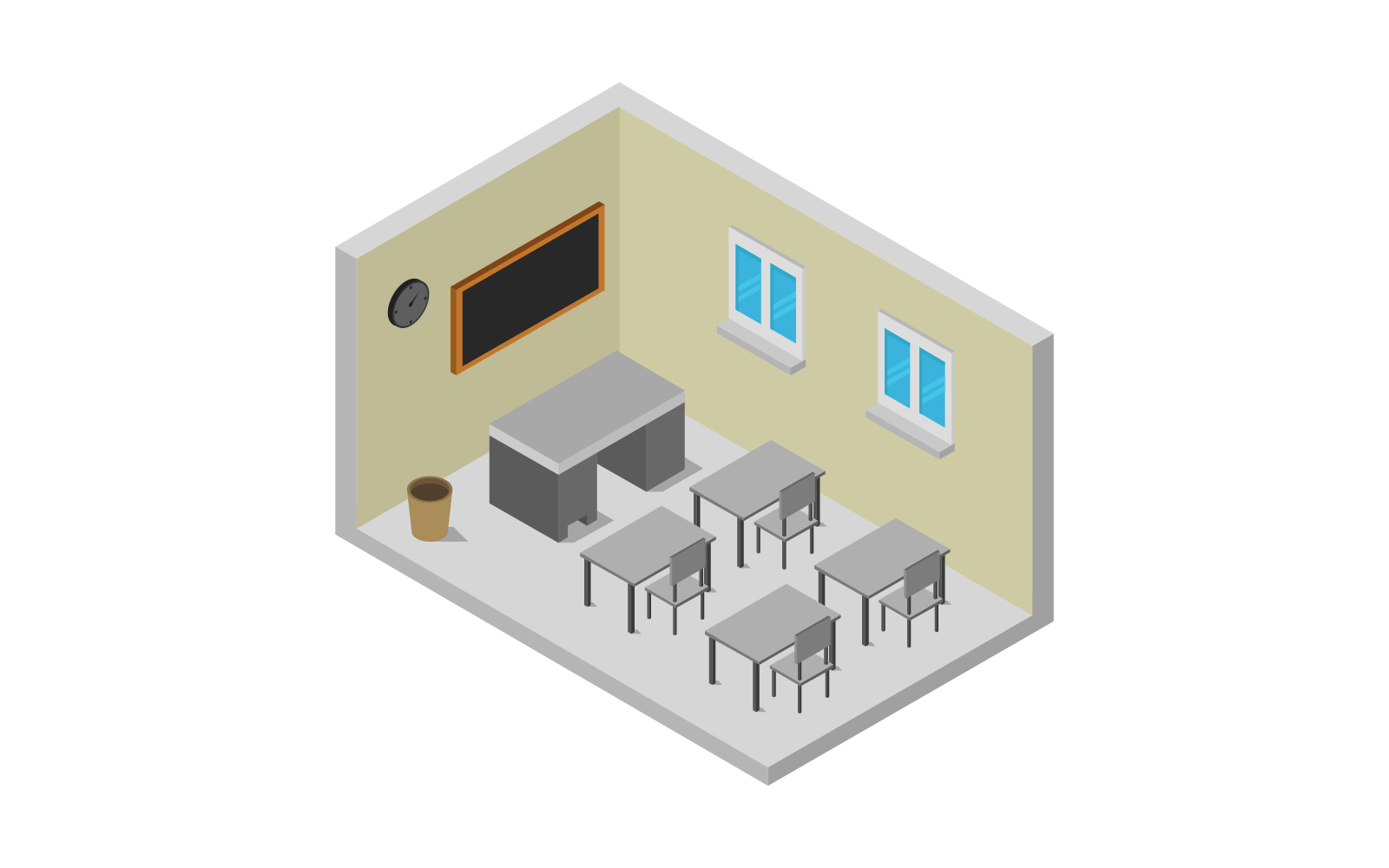 Isometric university room - Vector Image