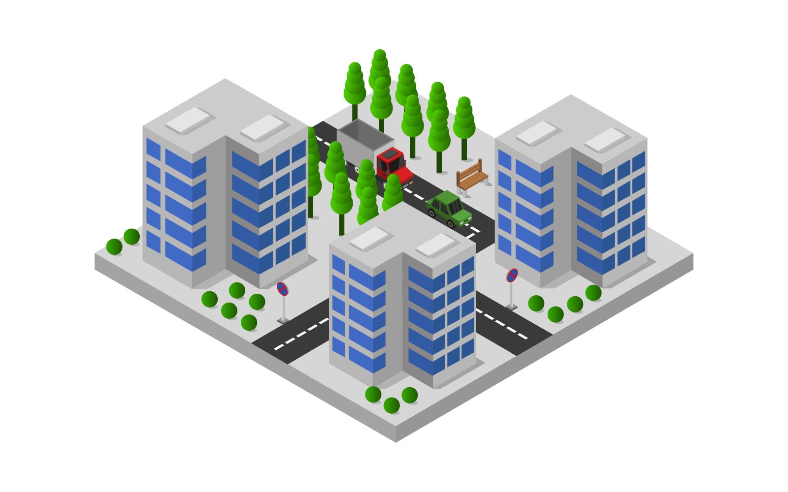 Isometric city on background - Vector Image