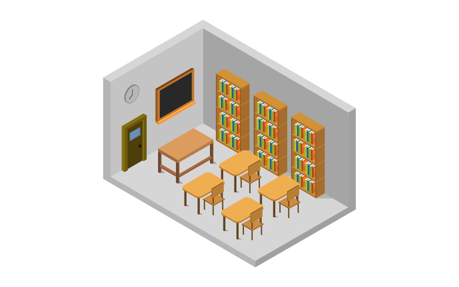 Isometric university room on white background - Vector Image