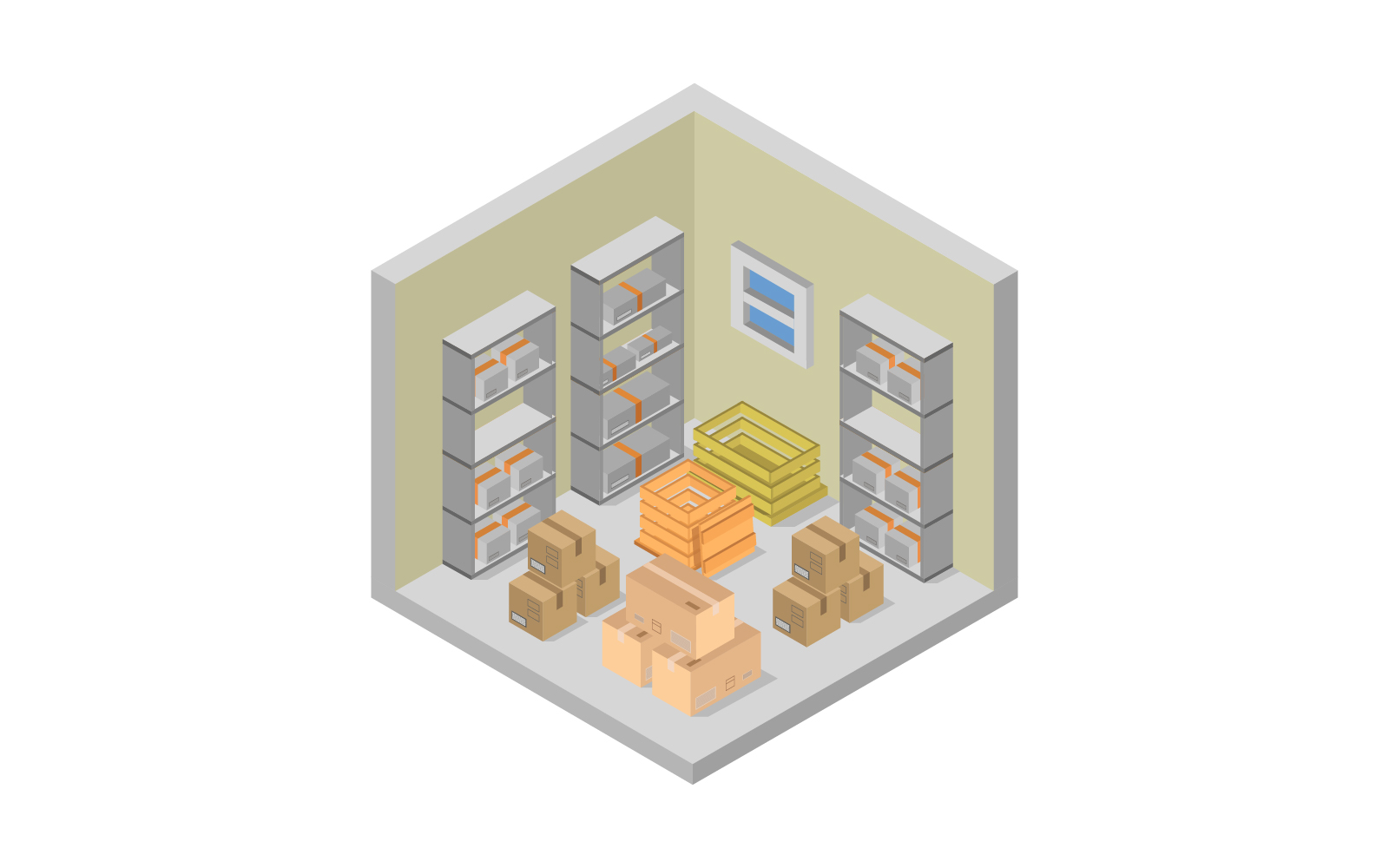 Isometric warehouse on white background - Vector Image