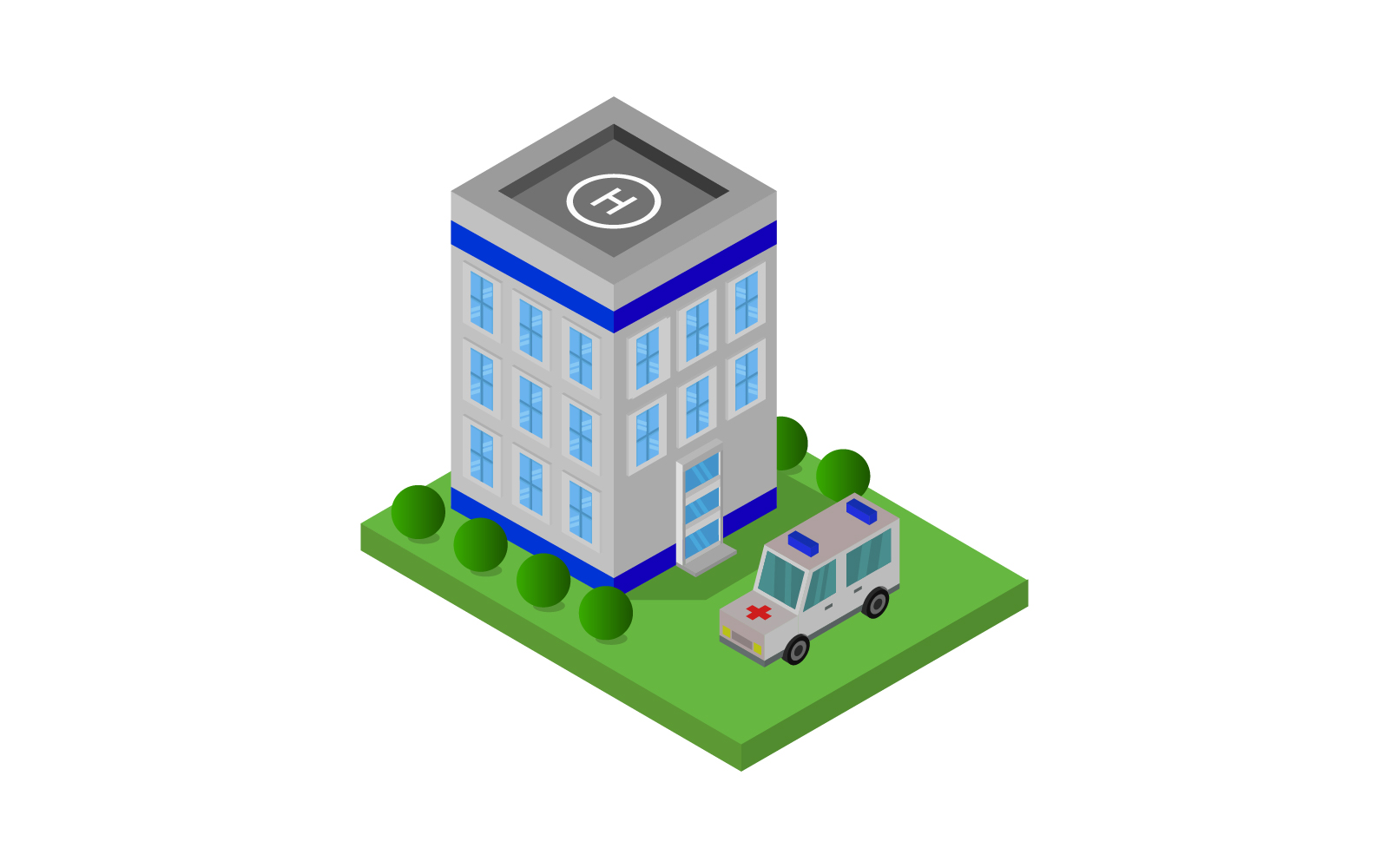 Isometric hospital on white background - Vector Image