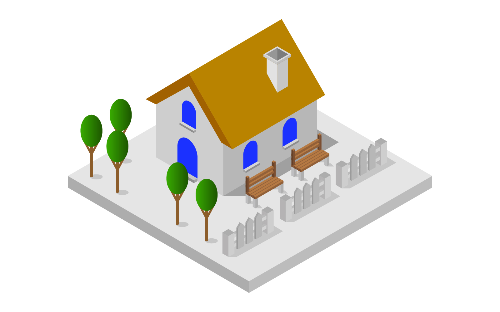 Isometric house on white background - Vector Image