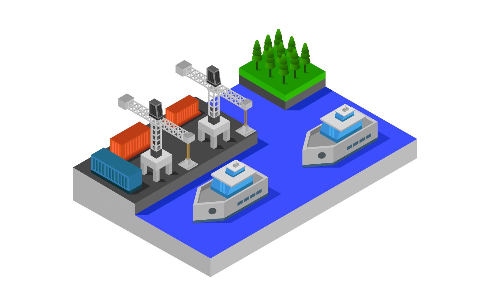 Isometric port - Vector Image