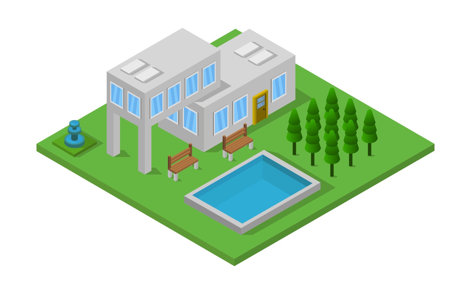 Isometric house on background - Vector Image