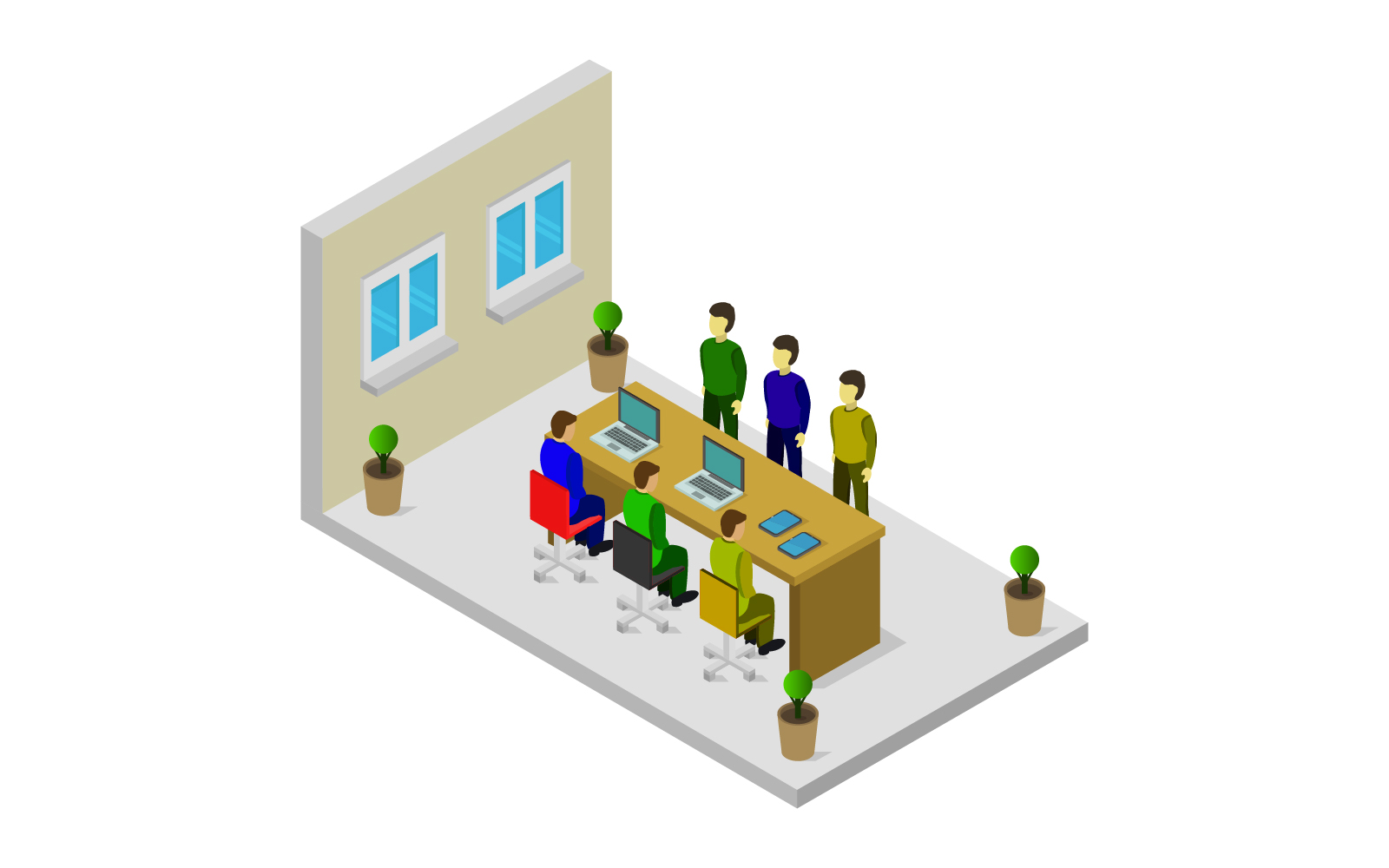 Isometric meeting room - Vector Image