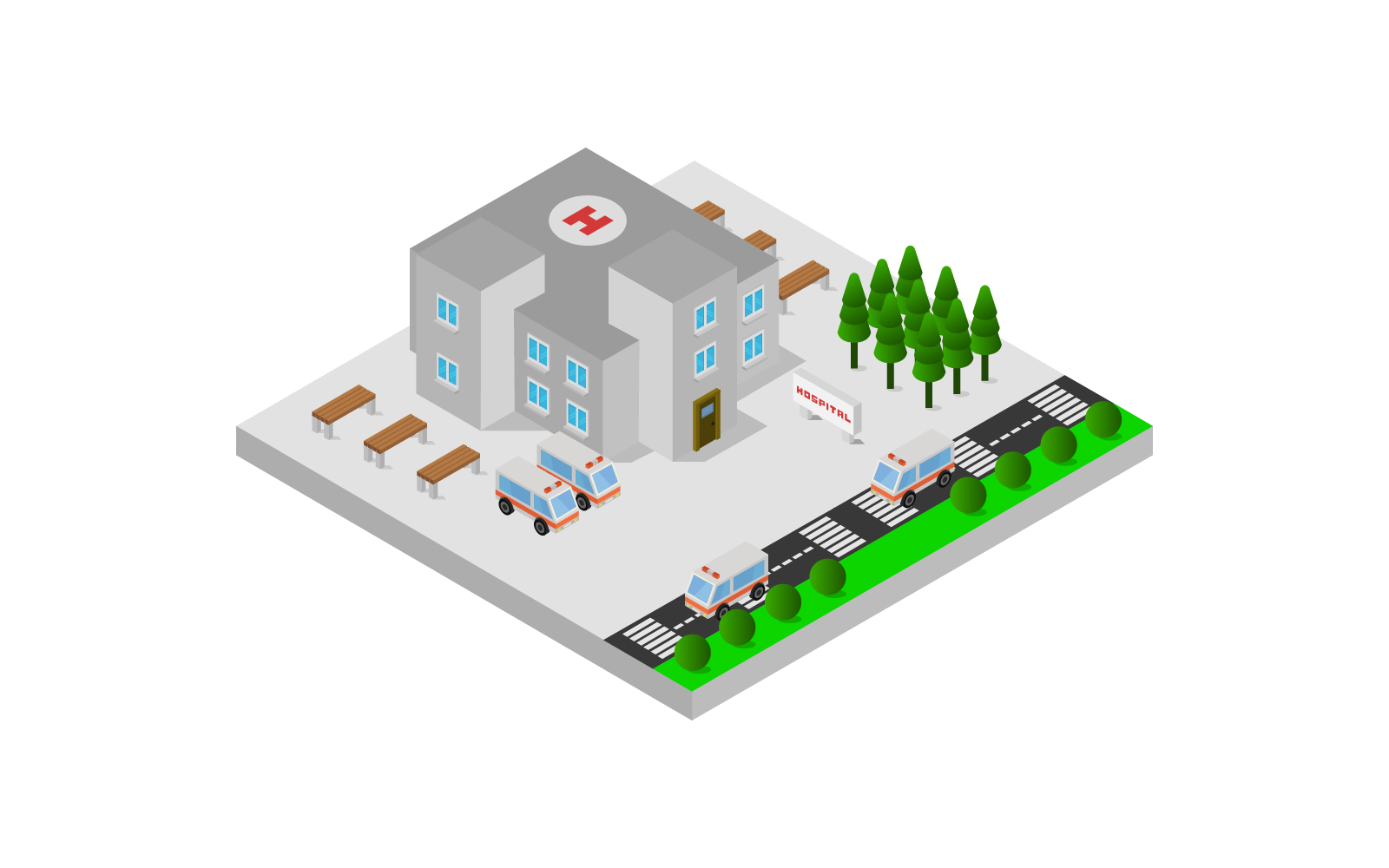 Isometric hospital - Vector Image