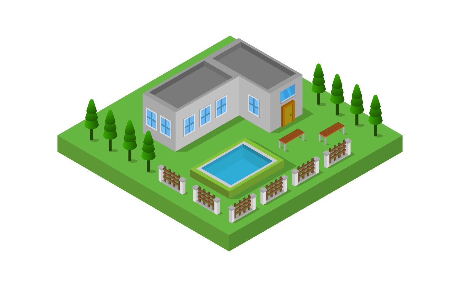 Isometric and colorful house - Vector Image