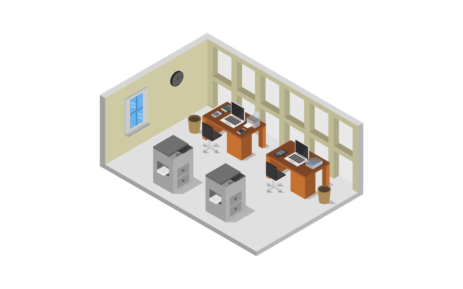 Isometric office room - Vector Image