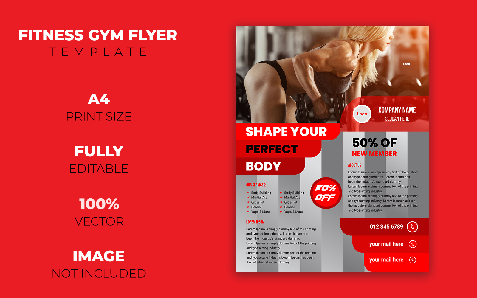 Fitness Gym Flyer Design - Corporate Identity Template