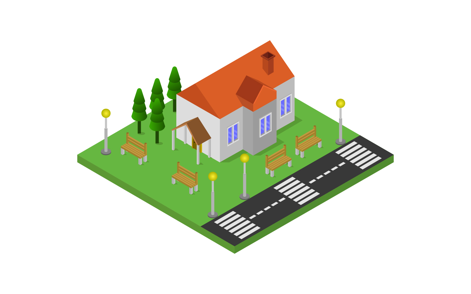 Isometric and geometric house - Vector Image