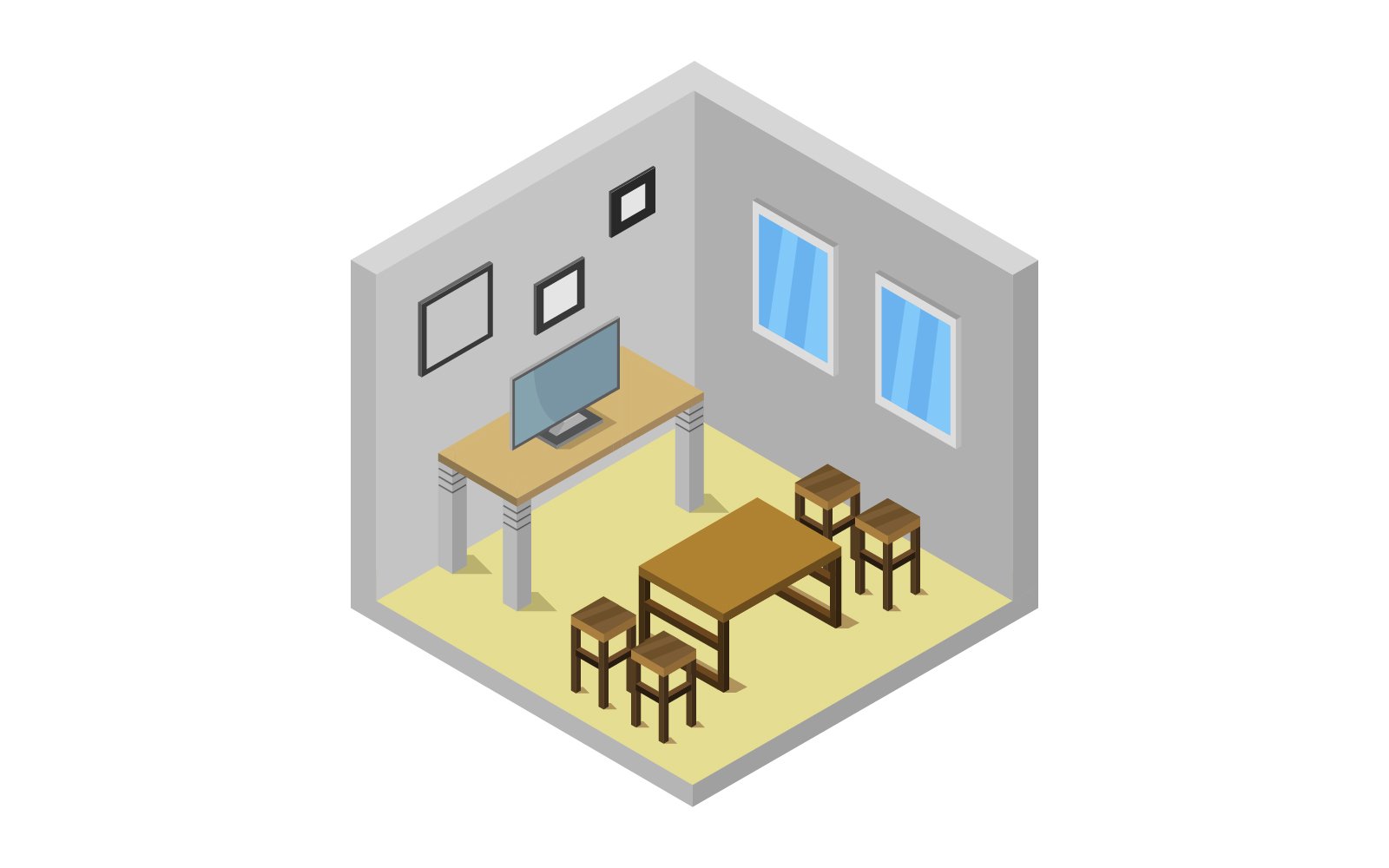 Isometric tv room - Vector Image