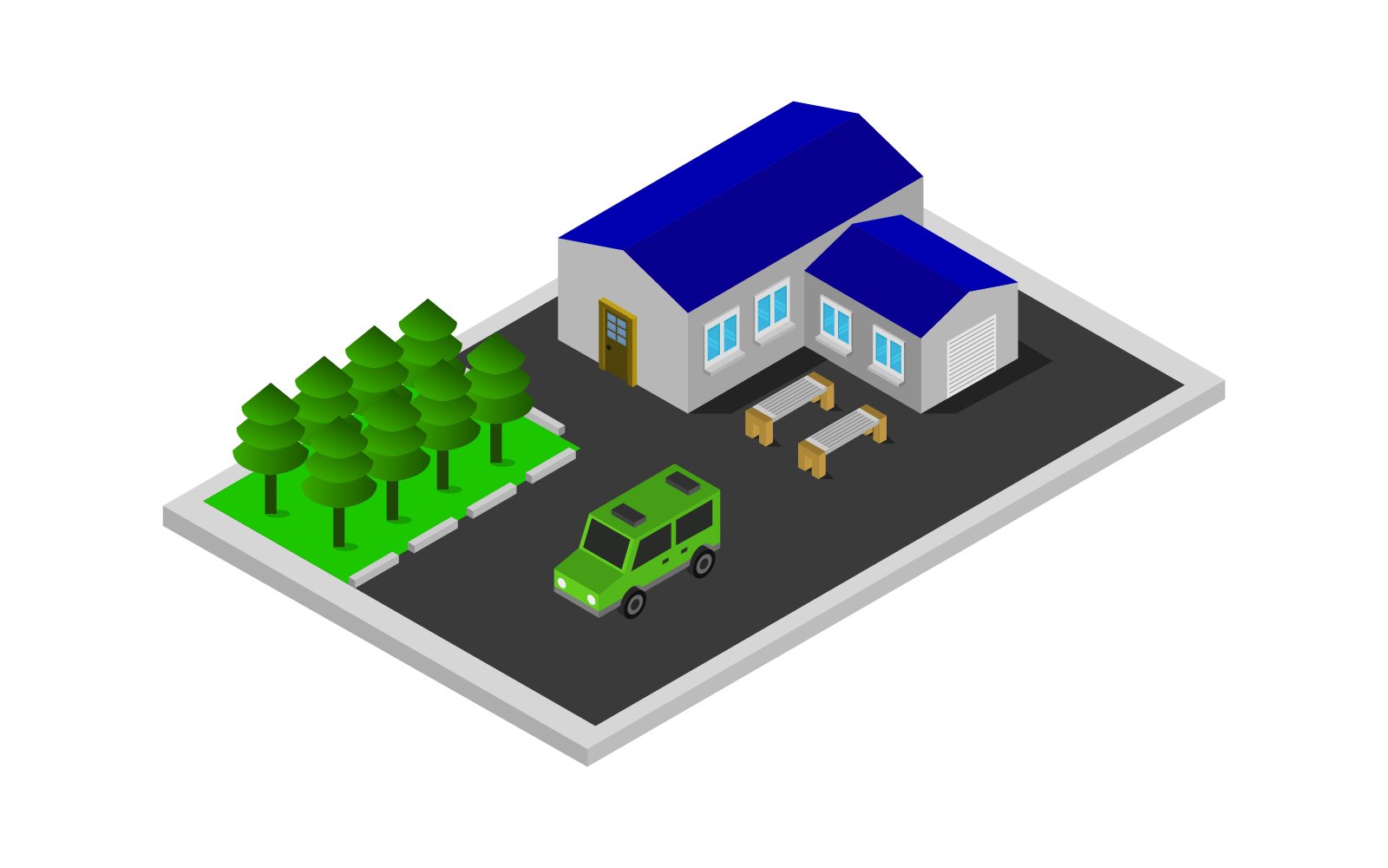 Isometric House on White Background - Vector Image