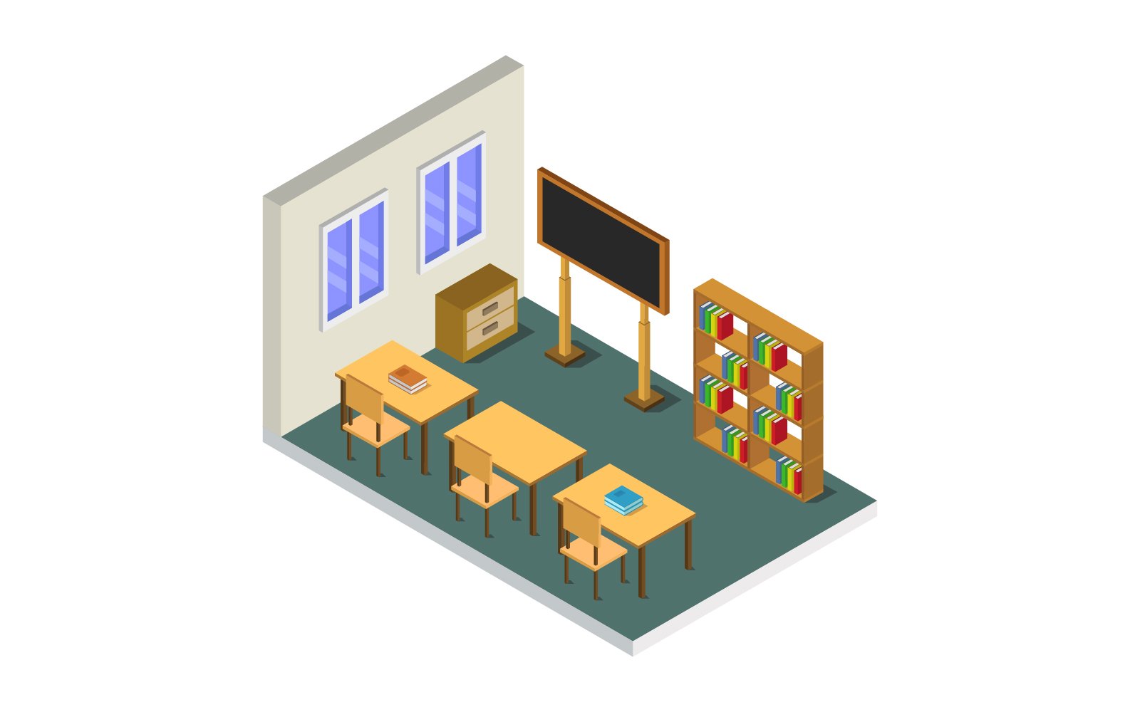 Isometric school room - Vector Image