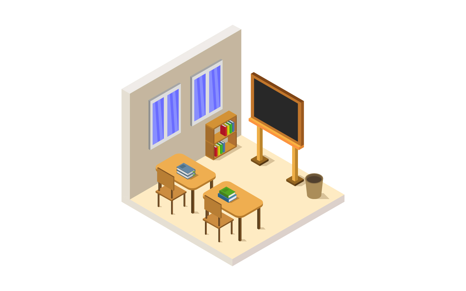 Isometric school room on white background - Vector Image