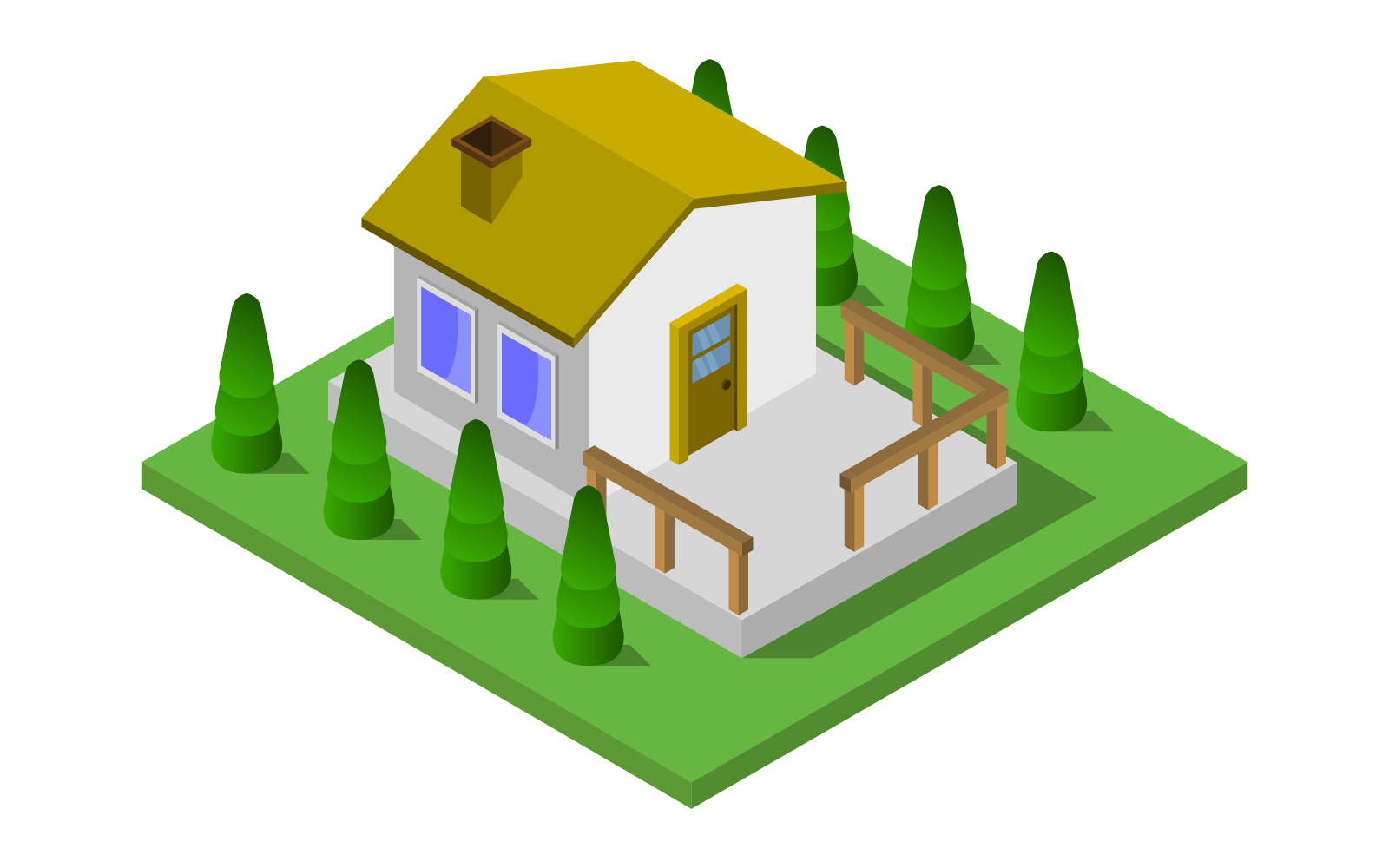 Isometric house on white background - Vector Image