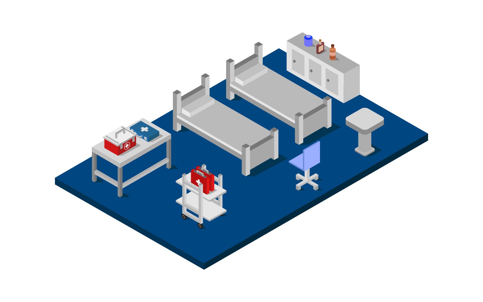 Isometric hospital room on white background - Vector Image