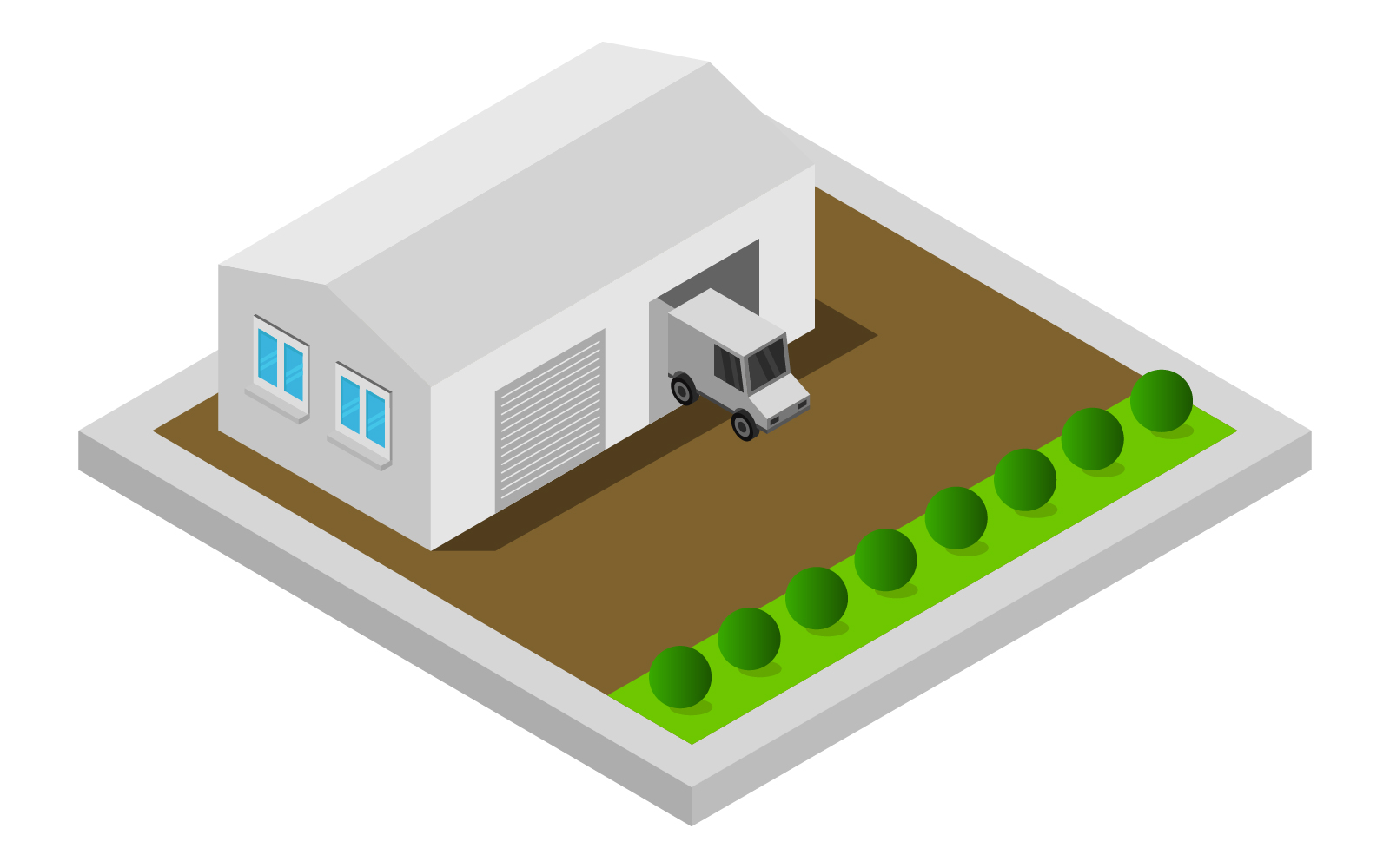 Isometric Garage on White Background - Vector Image