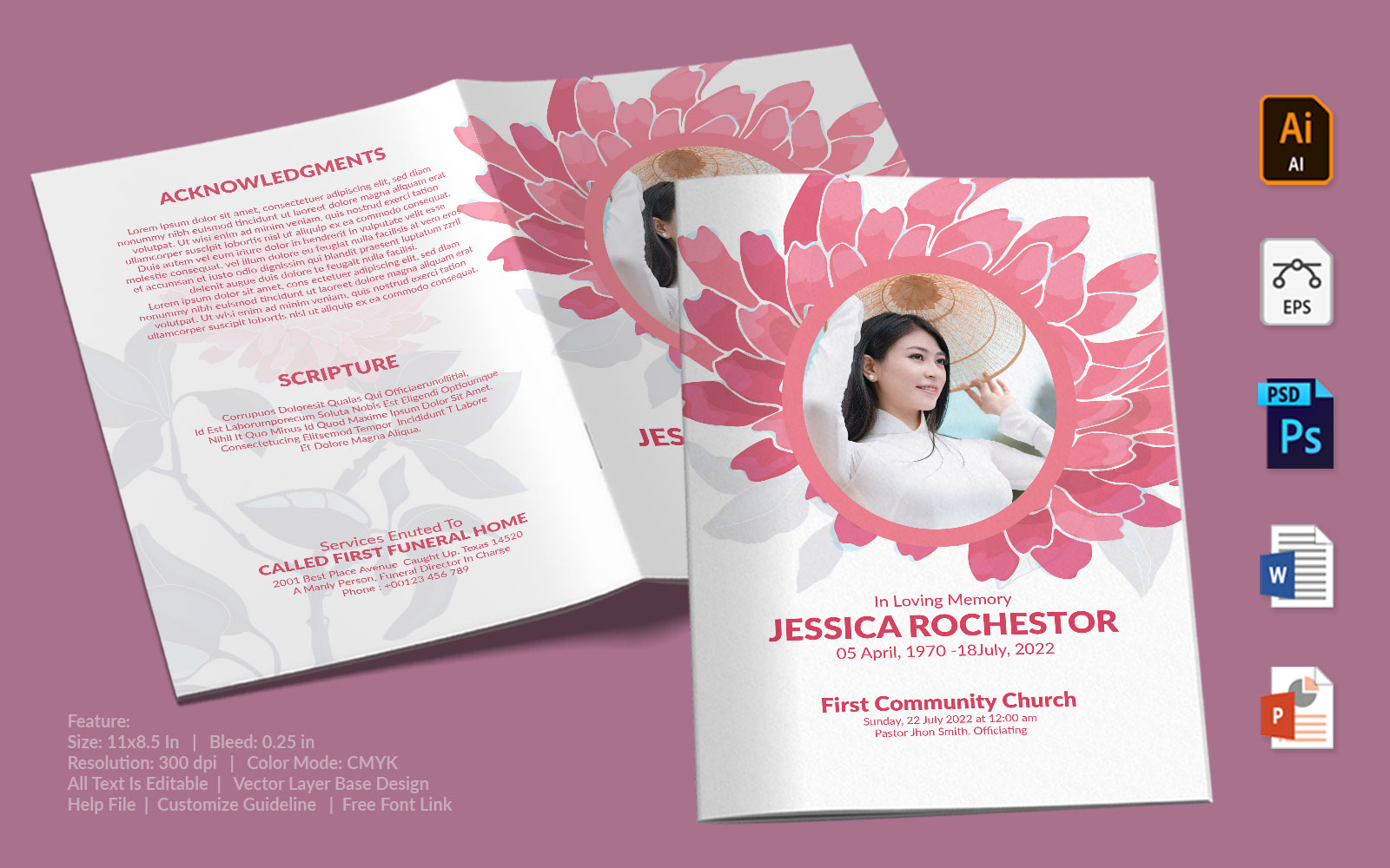 Printable Funeral Program - Corporate Identity Template