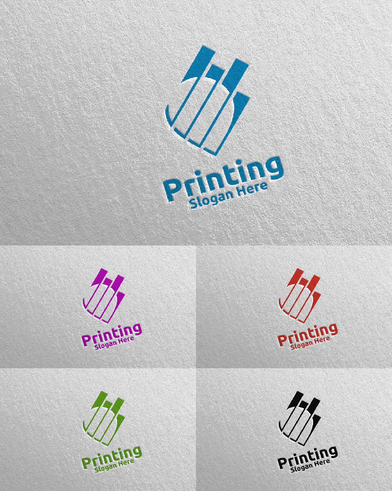 Pin Locator Printing Company Vector Design Concept Logo Template