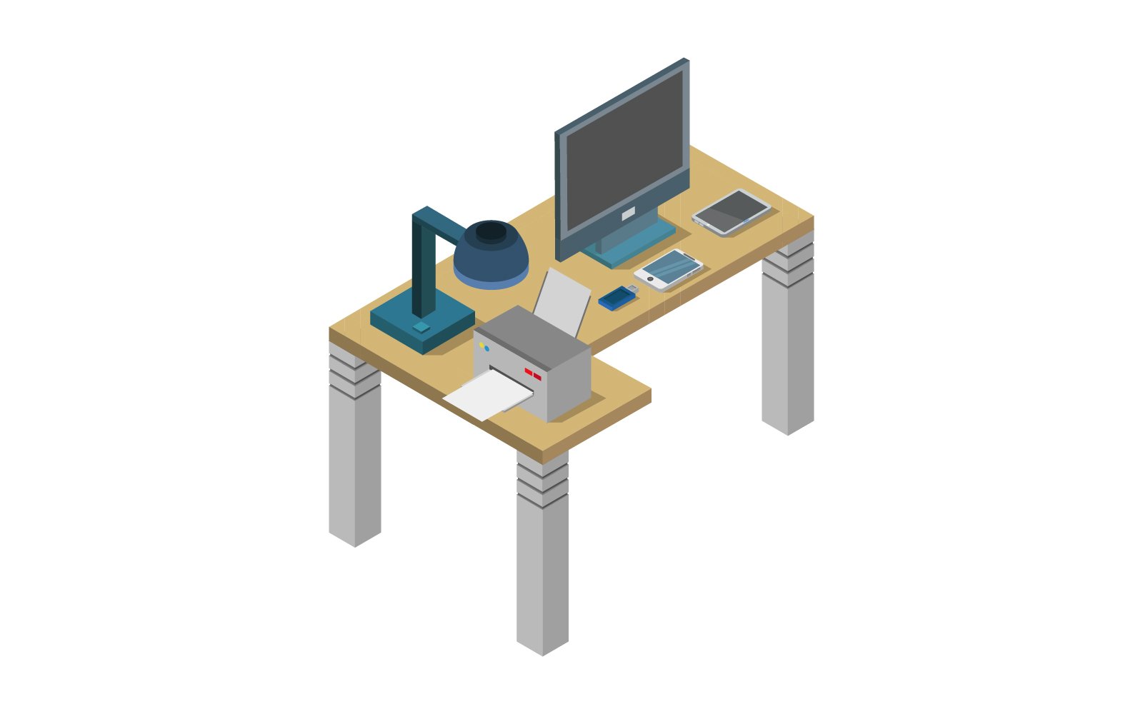 Isometric desk - Vector Image