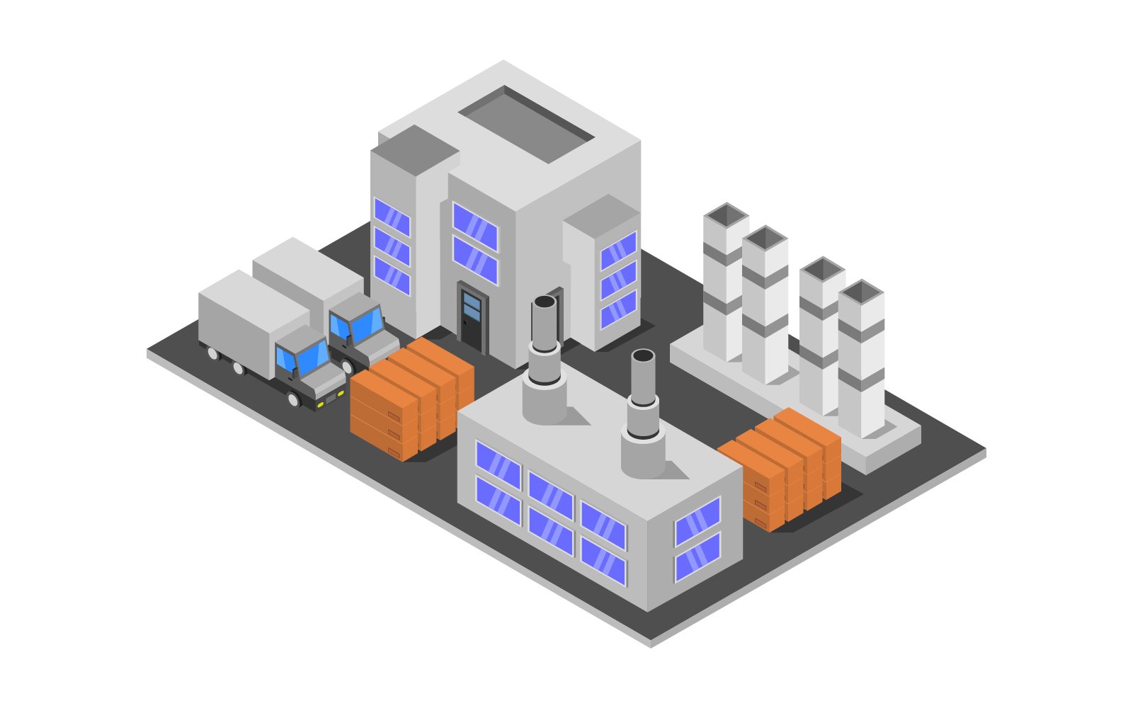 Isometric industry on white background - Vector Image