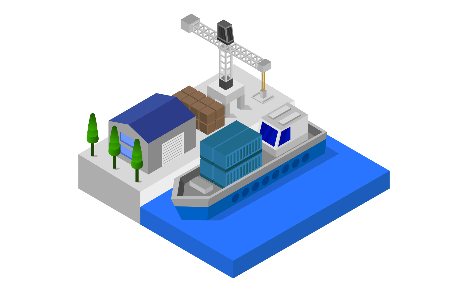 Isometric port - Vector Image