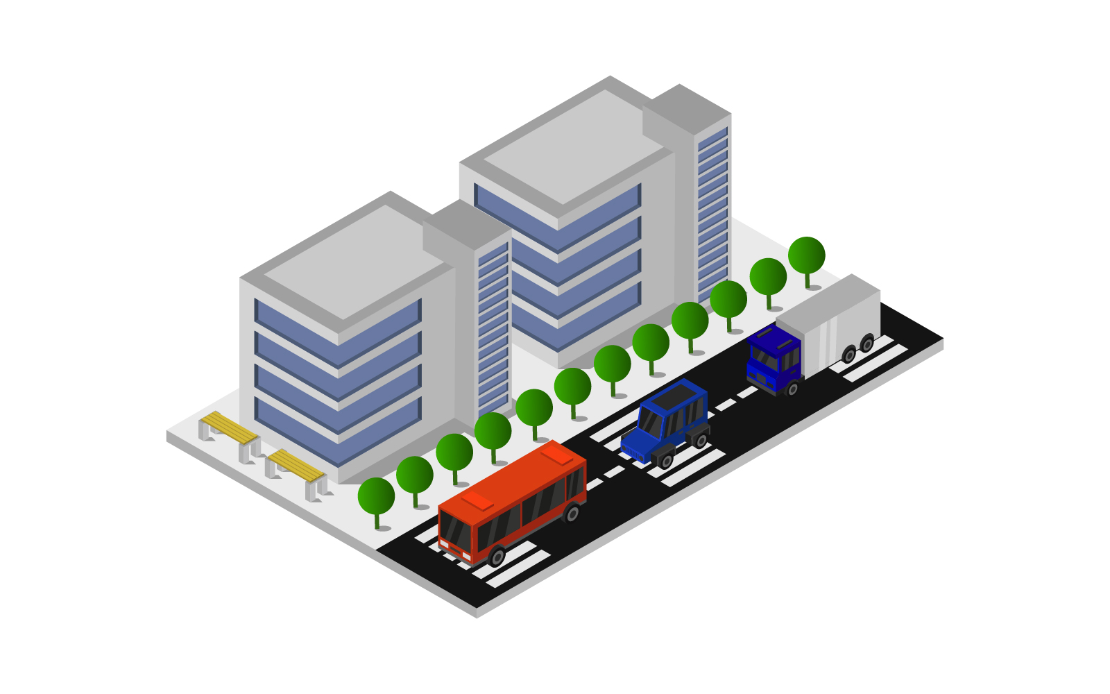 Isometric and geometric city - Vector Image