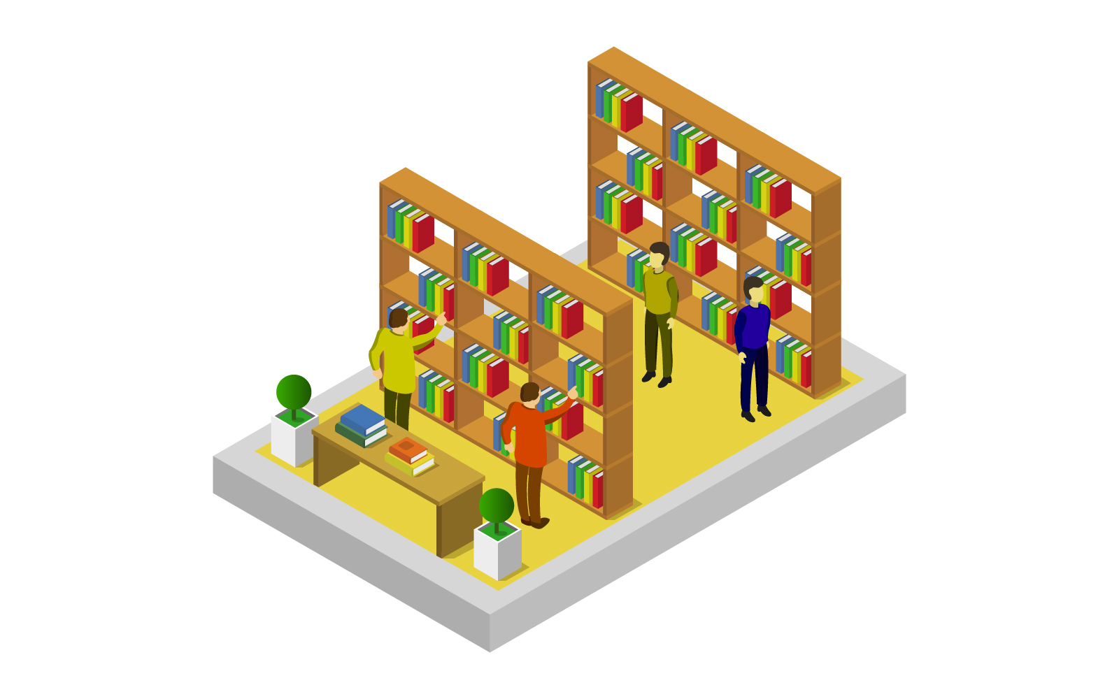 Isometric library - Vector Image