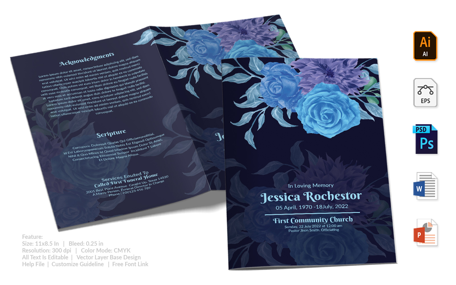 Printable Funeral Program - Corporate Identity Template