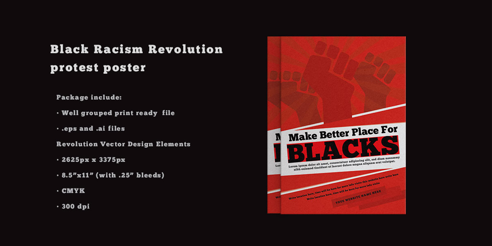Black Racism Revolution protest Fist Creative Poster