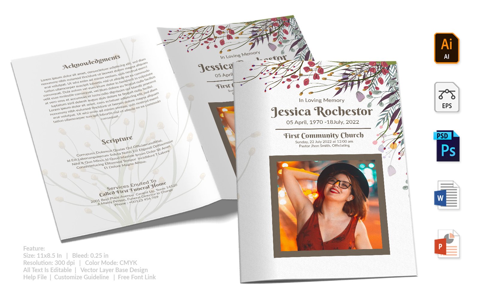 Printable Funeral Program - Corporate Identity Template