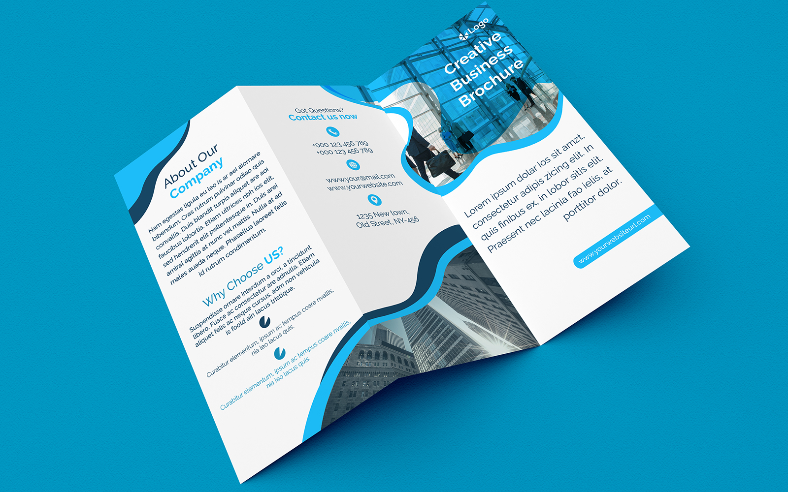Blue Creative Trifold Brochure Design - Corporate Identity Template