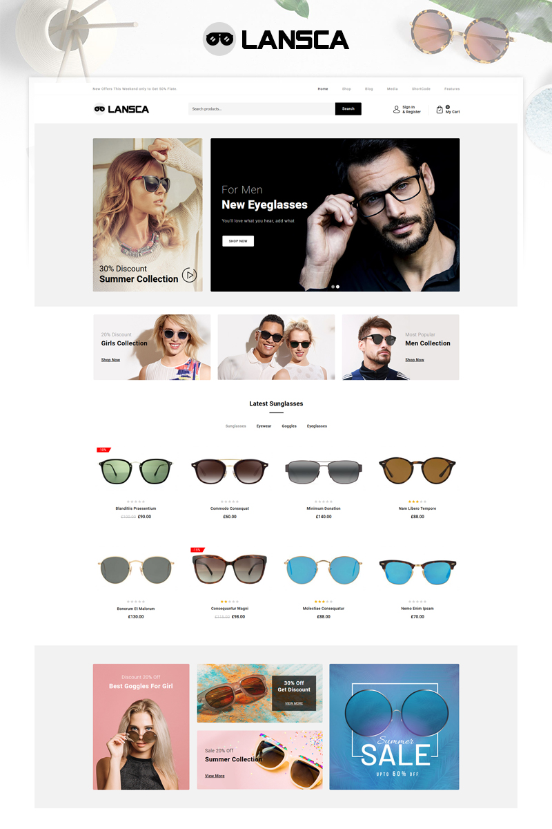 Lansca - Eye Glasses Store Elementor WooCommerce Responsive Theme