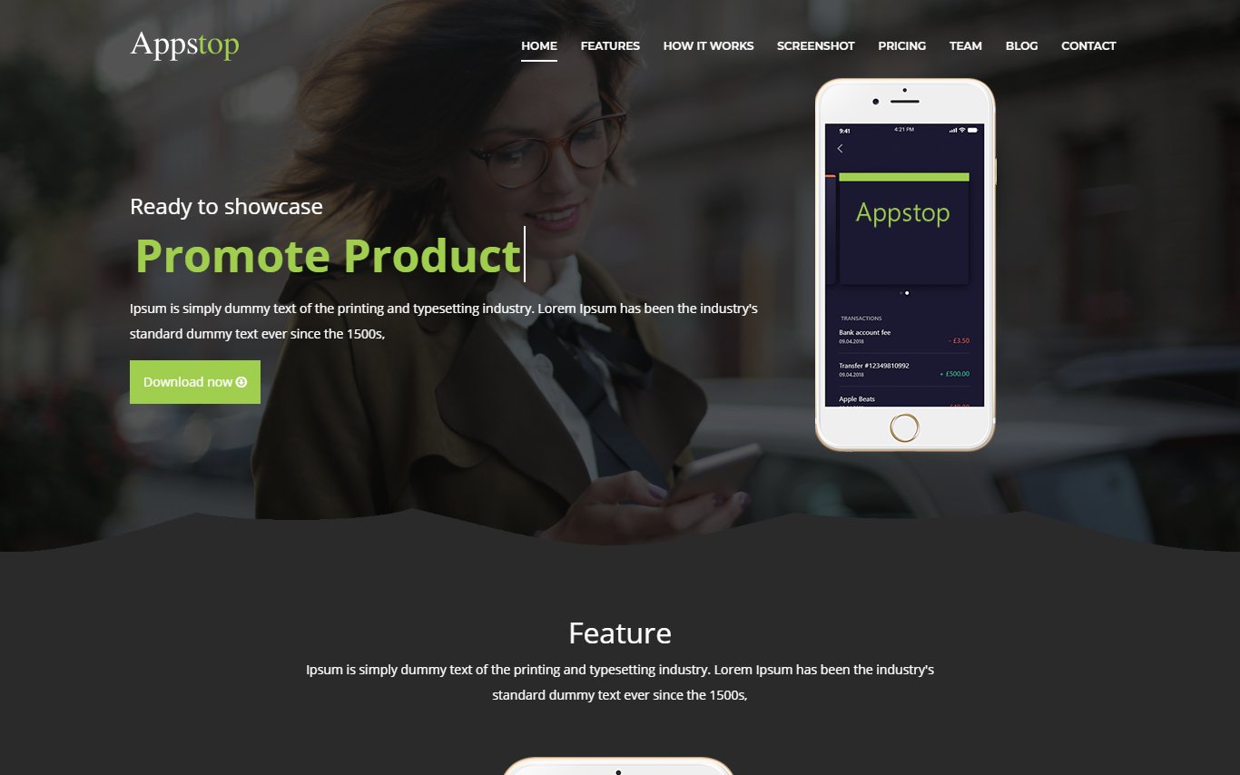 Appstop - apps Landing Page Template