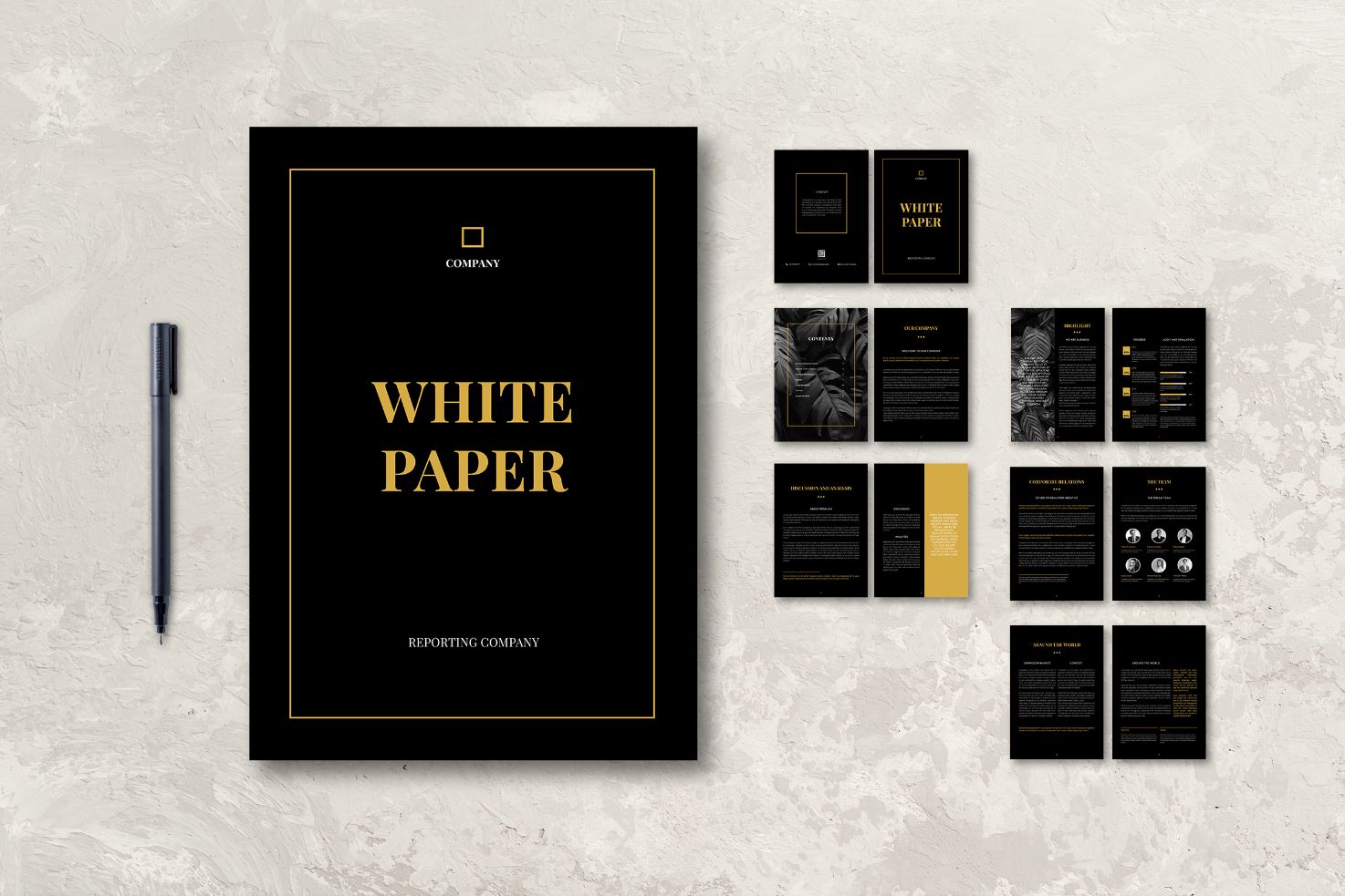 Whitepaper Company Profile - Black and Gold Theme
