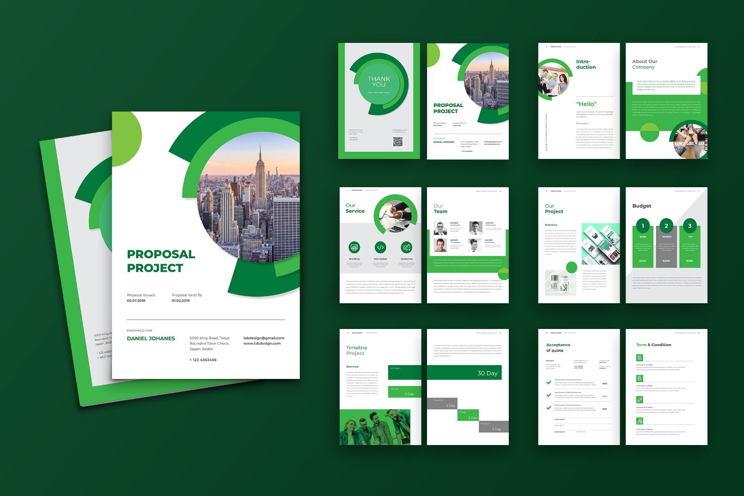 Proposal Website Design Services -Green and White Creative Template