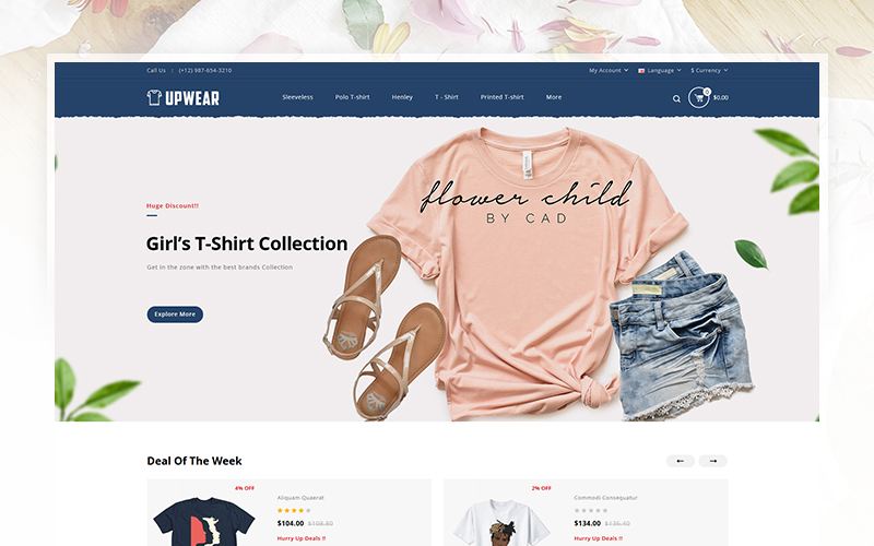 Upwear - Tshirt & Clothes Store OpenCart Responsive Template