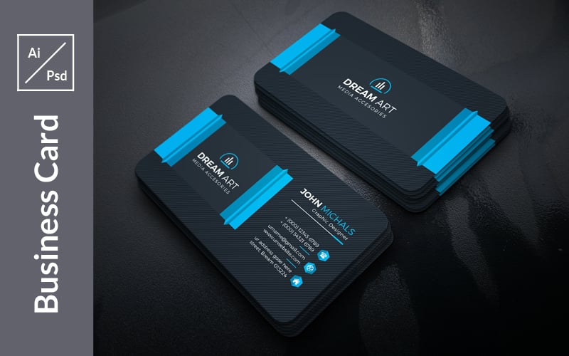 Colourful Dark Business Card - Corporate Identity Template