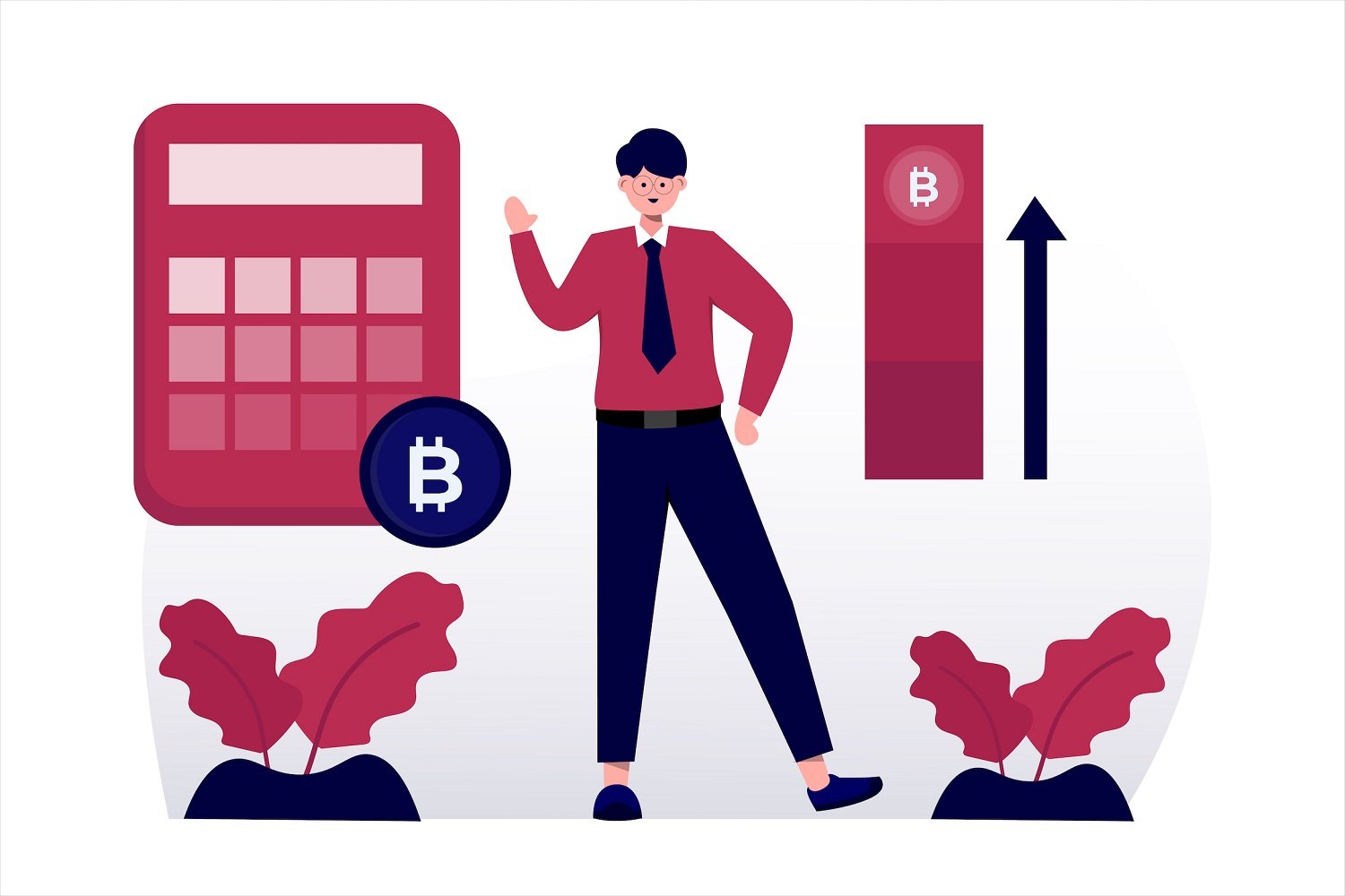 Bitcoin Calculator Flat Illustration - Vector Image