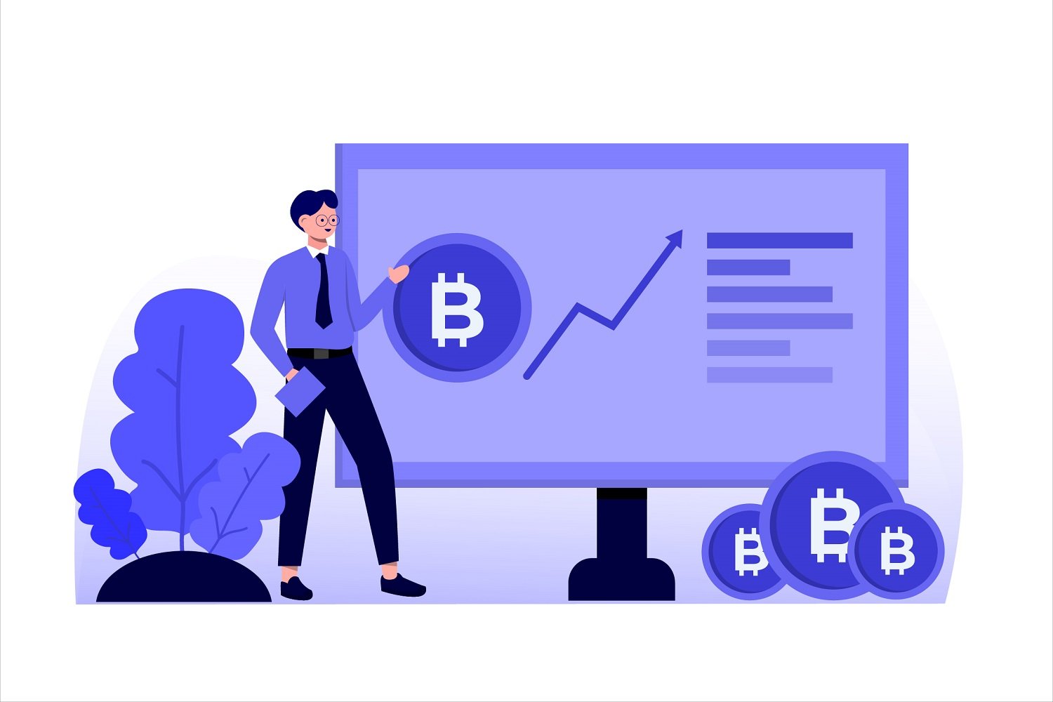 Bitcoin Technology Flat Illustration - Vector Image