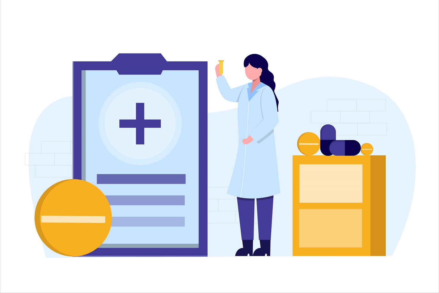 Pharmacy Research Flat Illustration - Vector Image