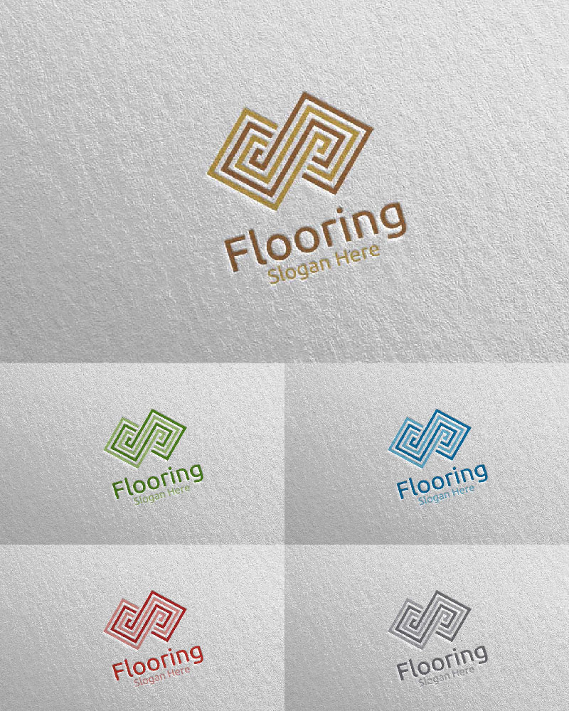 Flooring Parquet Wooden Design 2 Logo Template