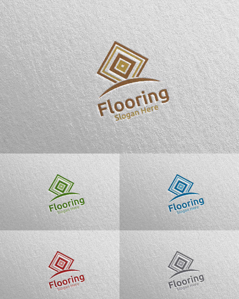Flooring Parquet Wooden Design 3 Logo Template
